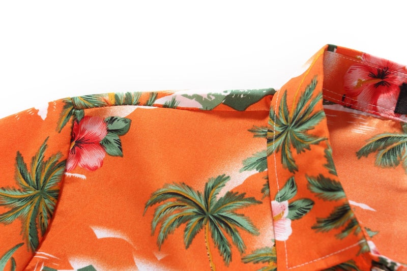 SSLR Mens Hawaiian Shirt Flamingos Casual Short Sleeve Button Down Shirts Aloha Shirt (Medium, Orange) - Image 4